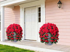 Ivydale Fake Geraniums Artificial Flowers for Outdoors Spring Plants Decor, 2 PCS Red Faux Hanging Flowers Outdoor Realistic Silk Geraniums Vines UV Resistant for Outside Planters Porch Patio Garden