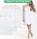Translucent Garment Bag - 15 Packs Garment Bags for Hanging Clothes Dress Bag Suit Bags for Closet Storage Travel - 24" x 40"/47"/55"