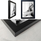 Bathroom Pictures Wall Decor Black and White Wall Art Funny Animal Canvas Print Giraffe in Bathtub Framed Farmhouse Painting Kids Bathroom Signs Decor