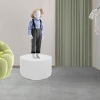 Round Display Pedestal Stand, Event Decor Display Plinth Stands, Bridal Shop Cylinder Plinth Raiser Table, Party Event Decor Circle Pedestal Stand for Boutiques Model Air Conditioner Heightening (White, 19.7*11.8in)