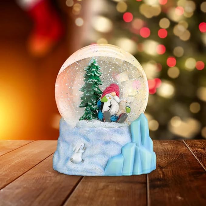 Old World Christmas Winter Arctic Gnome Snow Globe, Musical Holiday Figurine with Let It Snow Tune, Seasonal Decoration