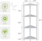 Wisuce Corner Shelf, 100% Real Bamboo Shower Corner Shelves Free Standing Shelf Storage Organizer for Bathroom Living Room Kitchen (White, 4 Tier)