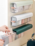Socks Underwear Wall Mount Drawer Organizer, Switchable 6 Cell Drawer Acrylic Organizers Self-Adhesive Anti Dust Storage Boxes for Clothes Socks Lingerie Underwear Ties (Alpine Green)