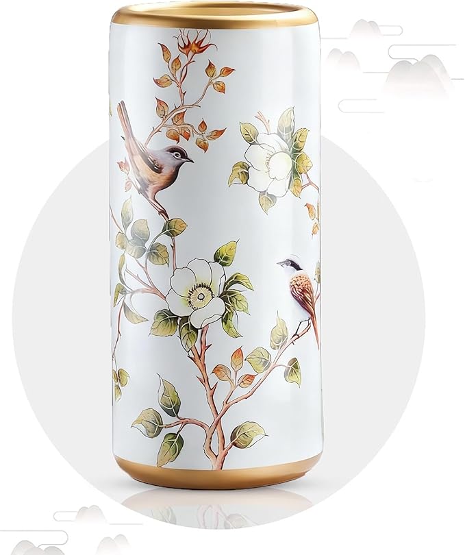 Ceramic Umbrella Stand, Vintage Ceramic Umbrella Stand, Umbrella Holder for Entryway, Multi-Functional Painted Porcelain, for Home Office Entrance Indoor(C)