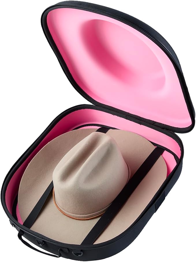 Cowboy Hat Travel Case – Crushproof Carrier for Cowboy, Panama & Tweed Hats with Carrying Handle, Shoulder and Luggage Strap, For Travel and At-Home Storage (Large)