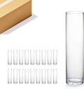 WGVI Quality Thick Weighted Clear Cylinder Glass Vases, 3" W x 12" H, Skinny Bud Vase Floral Bouquet Flower Arrangements Storage Container Candle Holders Decorative Accents, Bulk Wholesale, 18 Pieces