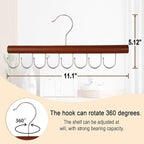 2PCS Belt Organizer Hanger,Sturdy Wood Belt Rack Closet Accessories with 8 Hooks Belt Organizer for Closet Organizers and Storage (Mahogany)
