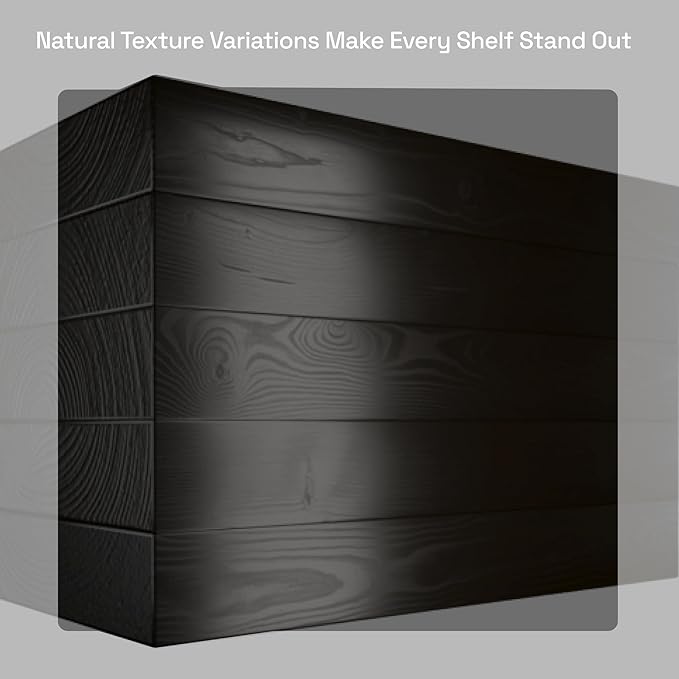 BAOBAB WORKSHOP Wood Floating Shelves for Bathroom Wall - Black Shelf 16 inch - Solid Wood Shelves for Wall for Bedroom Kitchen Living Room - Black Floating Shelves - 16 x 6.7 Inch, Set of 2