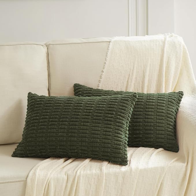 Fancy Homi 4 Packs Decorative Throw Pillow Covers for Living Room Couch Bed, Modern Farmhouse Boho Home Décor Accent Cushion Case, 24" x 14", Olive Green