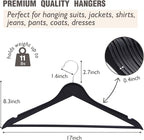 ELONG HOME Solid Wooden Hangers 30 Pack, Wood Suit Hangers with Extra Smooth Finish, Precisely Cut Notches & Chrome Swivel Hook, Wooden Clothes Hangers for Shirt Coat Jacket Dress, Black