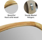 22.5" x 17.5" Irregular Wall Mirror, Natural Wooden Framed Asymmetrical Wall Mirror for Living Room Bedroom Bathroom Entryway, Modern Decorative Hanging Hook