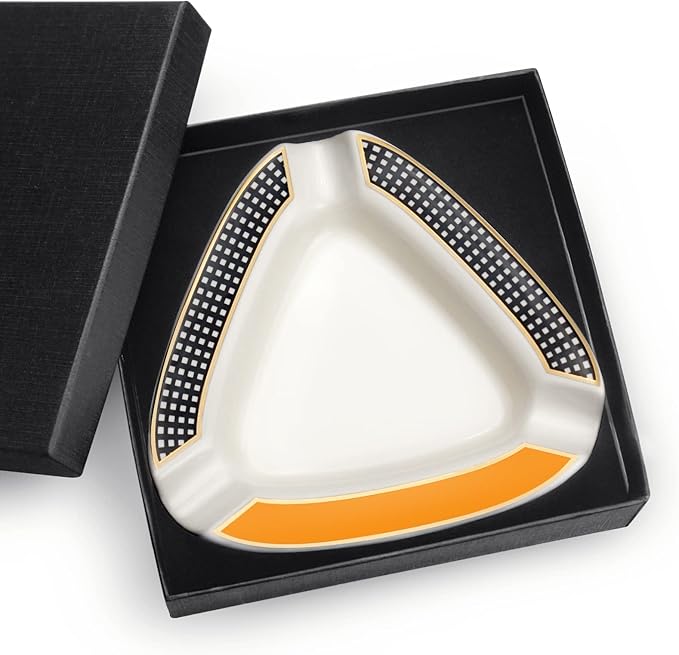 Cigar Ashtray - Premium Triangle Design for Indoor/Outdoor Use, Large Capacity, Elegant Rest for Cigar Lovers, Perfect for Patio, Home, or Office