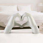 White Heart Hands Sculpture - 9.4" W Modern Home Decor Sculpture for Shelves, Desk & Living Room, Minimalist Shelf Decorations, Heart Hands Decor