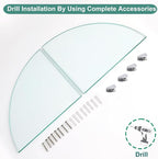 Glass Corner Shower Shelves, Tempered Floating Glass Shelves Wall Mount, Shower Caddy Organizer, Bathroom Corner Shelf with Zinc Alloy Brackets for Bathroom, Kitchen, Living Room, 9.8" x 9.8", 2 Pack