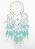 Large Rattan Dream Catchers - Light Blue Rooster Feather with Luxury Pearl, Multiring, Handmade Dreamcatcher for Bedroom, Dream Catcher for Girls, Dream Catchers for Boys, Dream Catcher Wall Decor