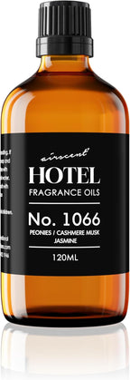 AirScent Hotel Diffuser Oil No. 1066 - Peonies Cashmere Jasmine - Premium Fragrance Oil for Ultrasonic and Waterless Diffusers and Crafting - 120 mL, 4 fl oz Glass Dropper Bottle
