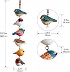Rustic Hand Painted Bird Ornament, Handcrafted Wooden Colorful Birds, Carved Northern Figurine for Hanging Decor Indoor Outdoor, Decorative Wood Bird Wind Chime Style Pendant Decor(C)