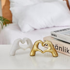 Heart Hands Sculpture,Gold Living Room Décor, Cute Gesture Heart Shaped Decoration, Modern Love Statue Finger,I Love You Hands Heart Art Sculpture Home Wedding Decoration (Gold)