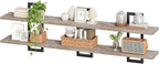 HOOBRO Floating Shelves, 15 Inch Wall Shelf Set of 3, Wall Mounted Storage Shelves 2-Tier, Hanging Bathroom Shelves, for Living Room, Bedroom, Bathroom, Kitchen, Greige and Black BG32BJP301
