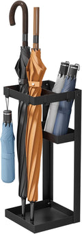 Umbrella Stand, Steel Umbrella Holder Rack with Small Shelf, for Entryway, Office, 4 Hooks, Black