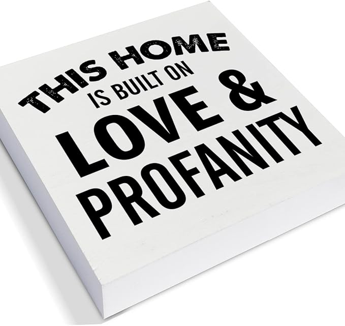This Home is Built on Love Decorative Wooden Box Sign Home Family Wood Block Plaque Decor Modern Shelf or Wall Display for Living Room Bedroom