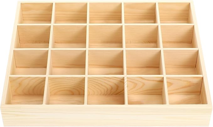 Gatuida Underwear Storage Case, 20 Compartments Sock Organizer, Wooden Drawer Organizer Divider Sundries Container Storage Box for Socks Panties, 13.38 x 10.62 x 1.96 inches