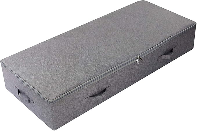iwill CREATE PRO Under Bed Storage Bin, 100cm Large Foldable Container with Lid | 39.4"x16.9"x7" Dust-Proof Washable Organizer for Shoes, Clothing, Bedding | Durable Plastic Board, Dark Gray