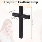 BESPORTBLE Wooden Cross for Wall: 11 Inch Hanging Large Cross, Rustic Christian & Catholic Wall Mounted Decor, Religious Wood for Home, Bedroom, Prayer Room - Party Decor (Black)