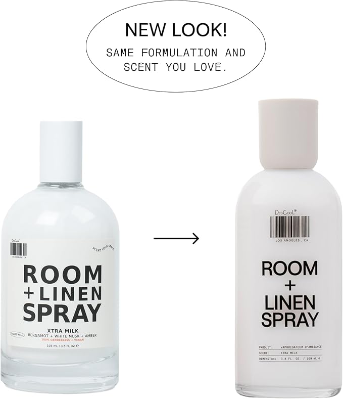 DedCool Room + Linen Spray in Xtra Milk | Natural Fabric Spray | Non-Toxic, Essential Oil Infused | Freshens Home, Bedding, Couch, Closet & Bath | 3.4 fl oz