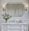 ANDY STAR Brushed Nickel Mirror 30x40 Inch, Scalloped Bathroom Mirror, Silver Bathroom Mirror in Anti-Rust Stainless Steel Metal Thin Frame Deep 1’’, Large Wall-Mounted Mirror (Horizontal/Vertical)