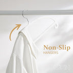 MIZGI 50 Pack White Velvet Hangers - No Shoulder Bumps, Heavy Duty Non-Slip Chrome Hooks for Jackets, Coats, Pants