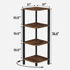 TUTOTAK Corner Shelf, 4-Tier Corner Bookshelf for Small Space, Narrow Display Corner Shelf Stand with Storage Rack, for Living Room, Bedroom, Rustic Brown BS08BB004L