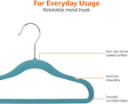 Amazon Basics Kids Velvet, Non-Slip Clothes Hangers for Infant and Toddler, 11.6 inches (for Baby Clothes), 50 Count, Blue (Pack of 4)
