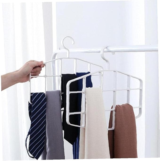 1pc Tiered Scarf Holder, Scarf Hanger Space-Saving Hanging Wardrobe Organiser for Scarves Ties Belts (White)