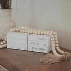Decorative Books for Home Decor, Wooden Faux Book for Decoration, Farmhouse Stacked Display Books (God is still writing your story)