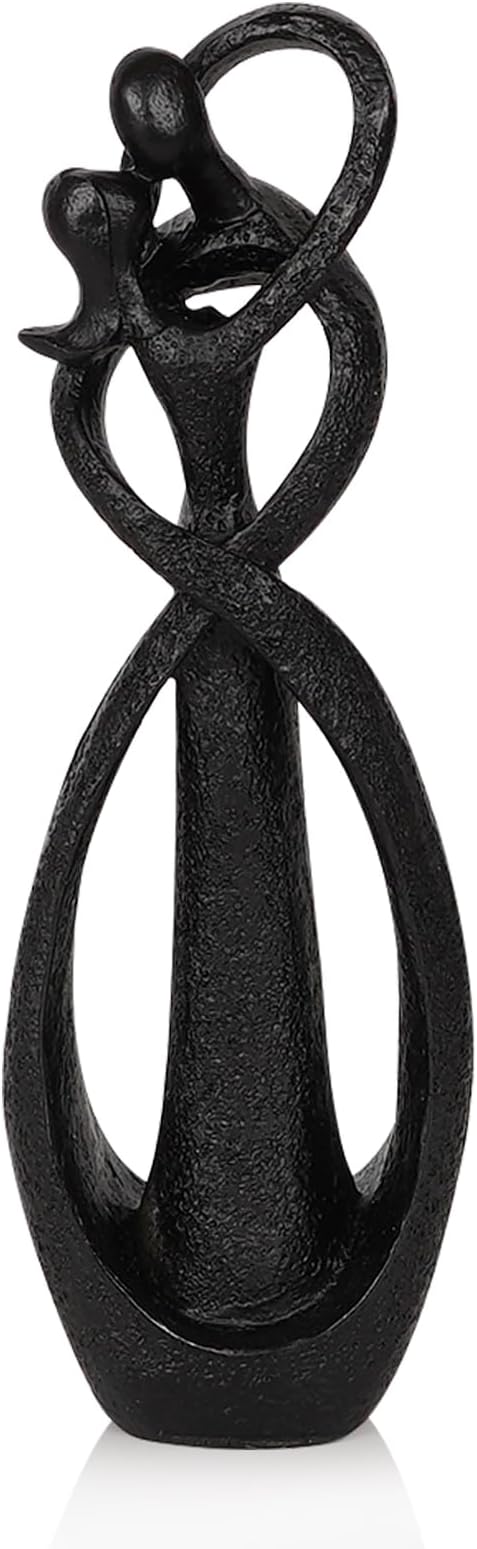 Trycooling Kissing Lovers Statue Abstract Sculpture Resin Statues for Home Decor Modern Home Office Desktop Shelf Bookshelf Decor (Black, Small)