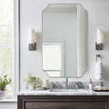 ANDY STAR 26x38 Inch Mirror for Bathroom, Brushed Nickel Scalloped Rectangle Mirror, Silver Bathroom Vanity Mirror in Rust-Proof Stainless Steel 1" Frame, Modern Scalloped Edge Design
