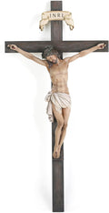 BC Catholic Crucifix Wall Cross 16" H Jesus Christ Indoor Home Decor Religious Collectable Gifts Renaissance Sculpture Handmade by Buildclassic