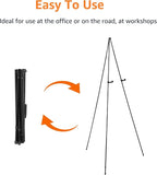 Amazon Basics Easel Display Stand, Instant Floor Poster, Lightweight, Collapsible and Portable with Tripod Base, Black Steel (Supports 5 pounds) (Pack of 2)
