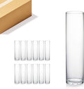WGVI Quality Thick Weighted Clear Cylinder Glass Vases, 3" W x 12" H, Skinny Bud Vase Floral Bouquet Flower Arrangements Storage Container Candle Holders Decorative Accents, Bulk Wholesale, 12 Pieces