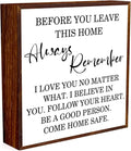 Inspirational Home Decor Signs Quote Wood Box Sign, Before You Leave This Home Wood Box Sign Square Desk Decor，Rustic Farmhouse Home Sign for Shelf Decor 5 x 5 Inches.（white）