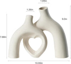 Modern Ceramic Vase, Snuggle Heart-Shaped Abstract Sculpture Vases, Minimalist Boho Home Decor for Living Room Shelf & Table Centerpiece Decorative Vase (Milky White)
