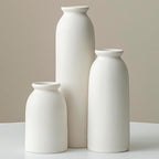 Ceramic Vase Set-3, Small Flower Vases for Decor, Modern Boho Farmhouse Style, 10.3 Inch Tall, Bisque White Color, Decorative Vases for Pampas Grass, Dried Flowers and Fresh Flowers (L Natural White)