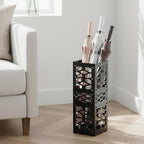 ZENFUN Metal Umbrella Holder Stand for Entryway, Square Umbrella Organizer, Walking Sticks Storage Bin Freestanding for Home, Office, Hotel, Black, 5.9 x 5.9 x 15.7 Inches
