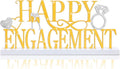 Teenyyou Happy Engagement Sign Gold Engagement Table Decor Metal Centerpiece with Wooden Base Home Desk Decor Tabletop Ornament Elegant Blessing Gift for Bride and Groom Wedding Shower Ceremony Party