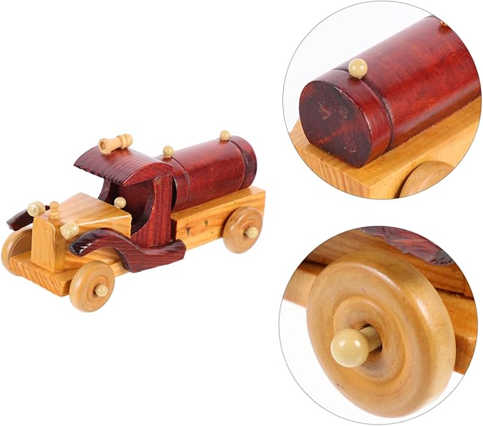 Vintage Wooden Car Model Decor Retro Car Ornament for Home Desktop Craft Collectors Rustic Vintage Style for Living Room and Office