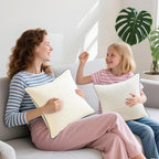 Oubonun 24x24 Pillow Inserts Set of 2 - Square Decorative Throw Pillows for Couch Bed Sofa Living Room Down Alternative Polyester Filling 24 Inch Insert(Beige)