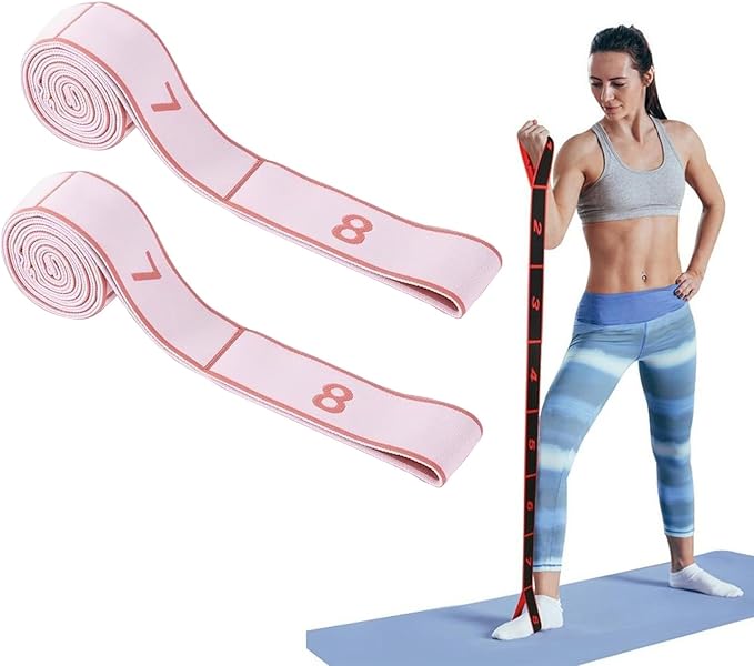 Fitness Resistance Bands for Stretching and Yoga, Numbered Resistance Band with Clear Markings, 8-Section Elastic Exercise Band for Pilates, Flexibility Training, Full Body Workout