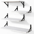 YGEOMER White Floating Shelves for Wall, Different Sizes Rustic Wall Shelves for Living Room, Bathroom, Bedroom, Kitchen, Home Decor (Set of 4)