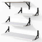 YGEOMER White Floating Shelves for Wall, Different Sizes Rustic Wall Shelves for Living Room, Bathroom, Bedroom, Kitchen, Home Decor (Set of 4)